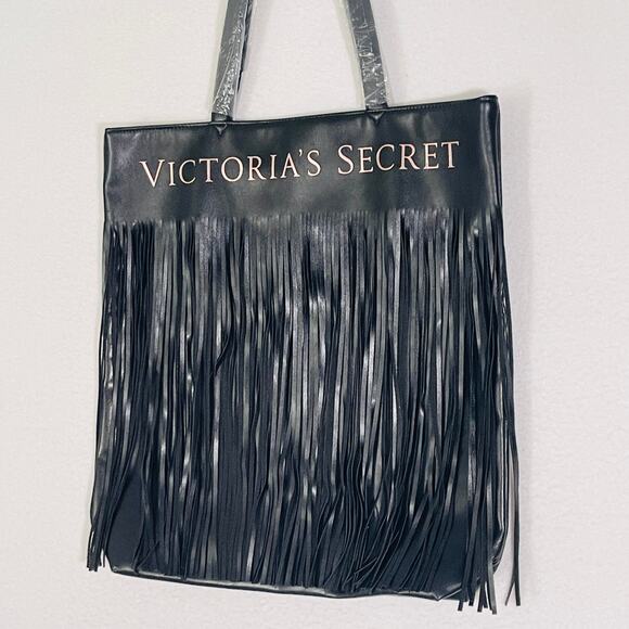 Victoria's Secret Black Tote Shoulder Bag Fringes BIKER BOHO FESTIVAL WESTERN - Picture 5 of 7